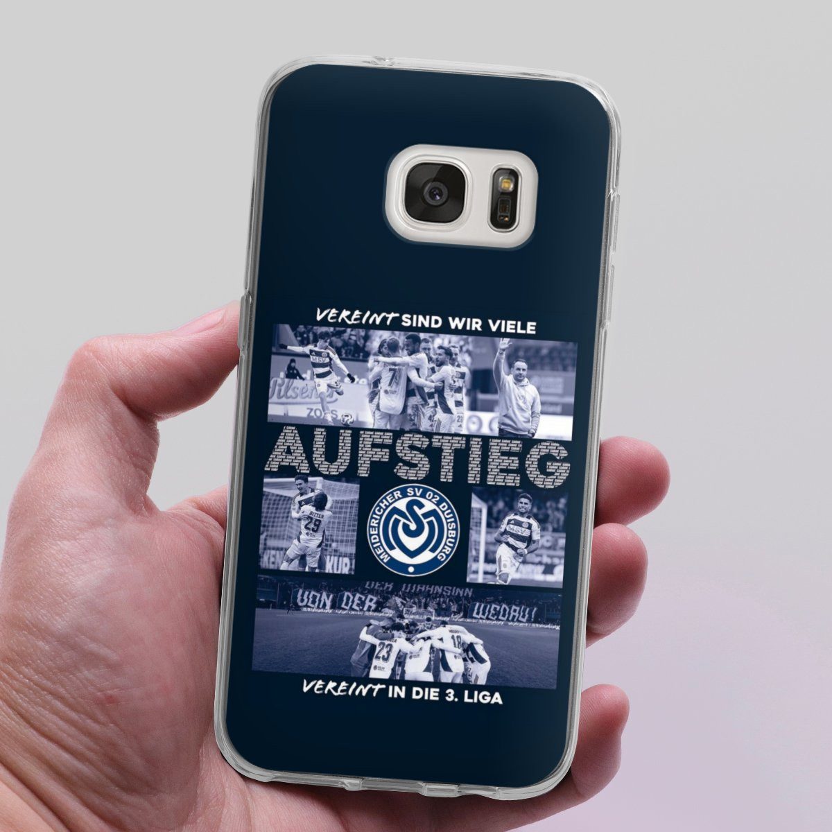 DeinDesign Handyhülle MSV Duisburg Aufstieg Offizielles Lizenzprodukt, Samsung Galaxy S7 Silikon Hülle Bumper Case Handy Schutzhülle
