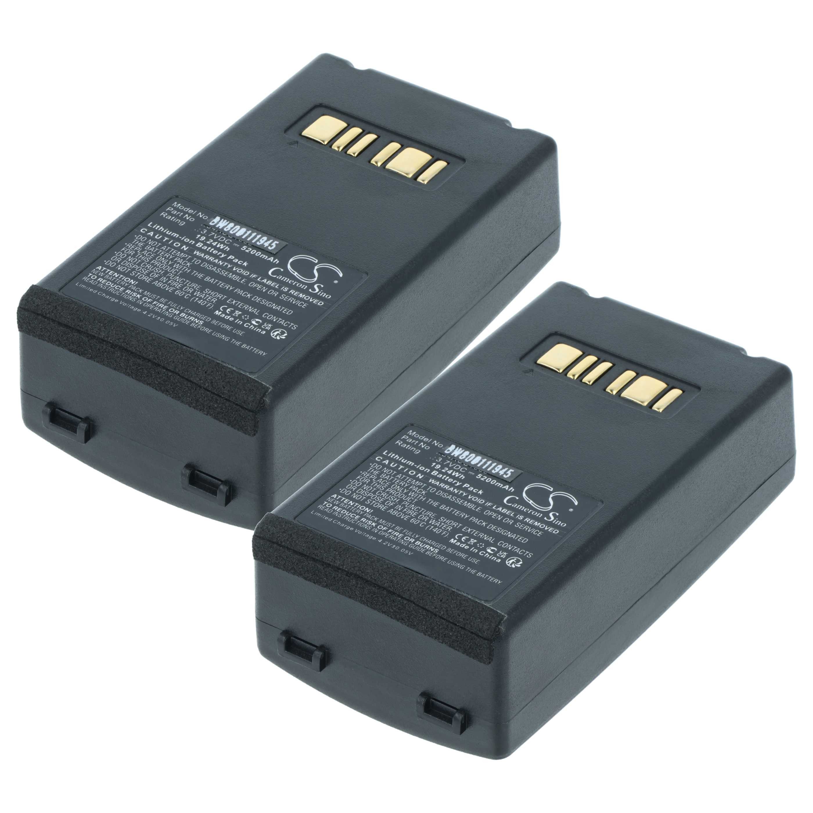 vhbw Akku passend für Datalogic Falcon X3, Falcon X4, Falcon X3 Plus Akku Akku Li-Ion 5200 mAh (3,7 V, 2 St), Leistungsfähige Austausch-Akkus für POS-Gerät, Wiederaufladbar, Jede