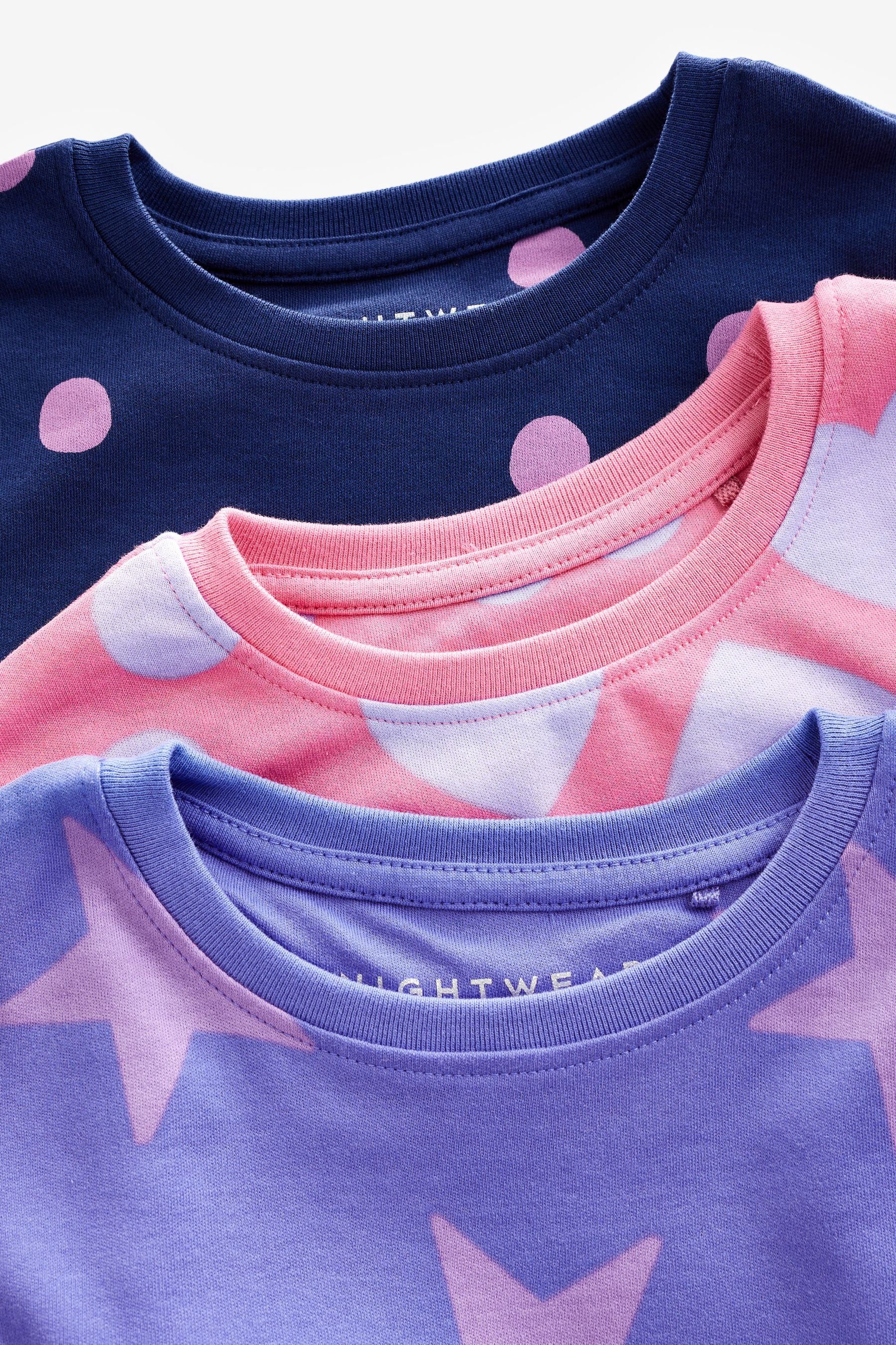 Pink/Purple Pyjama Schlafanzüge Sternen Punkte 3er-Pack (6 Herz-, tlg) mit + Next