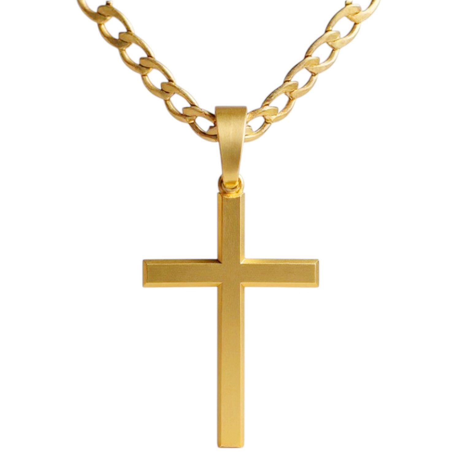 KARMA Kette mit Anhänger Kreuz Gold Herren Edelstahl 59 cm Halskette (wasserfest hypoallergen rostfrei pflegeleicht, 1-tlg., Herrenhalskette Geschenk für Ihn), Herrenschmuck Edelstahlkette Männer