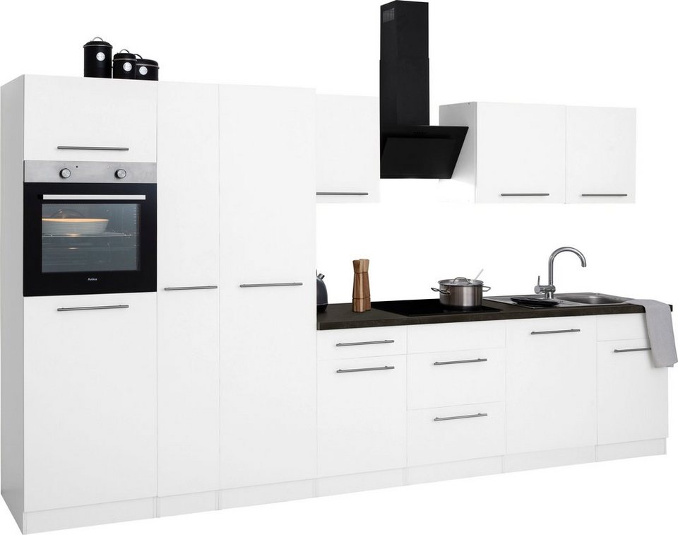 wiho Küchen Küchenzeile Unna, mit E-Geräten, Breite 360 cm, Mit 38 mm  starker Arbeitsplatte