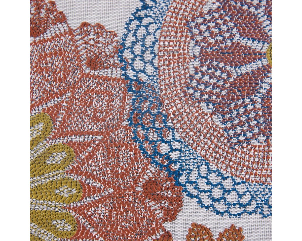 Thumbnail - Stoff Polsterstoff Dekostoff Doily Mandala Blumen blau terra