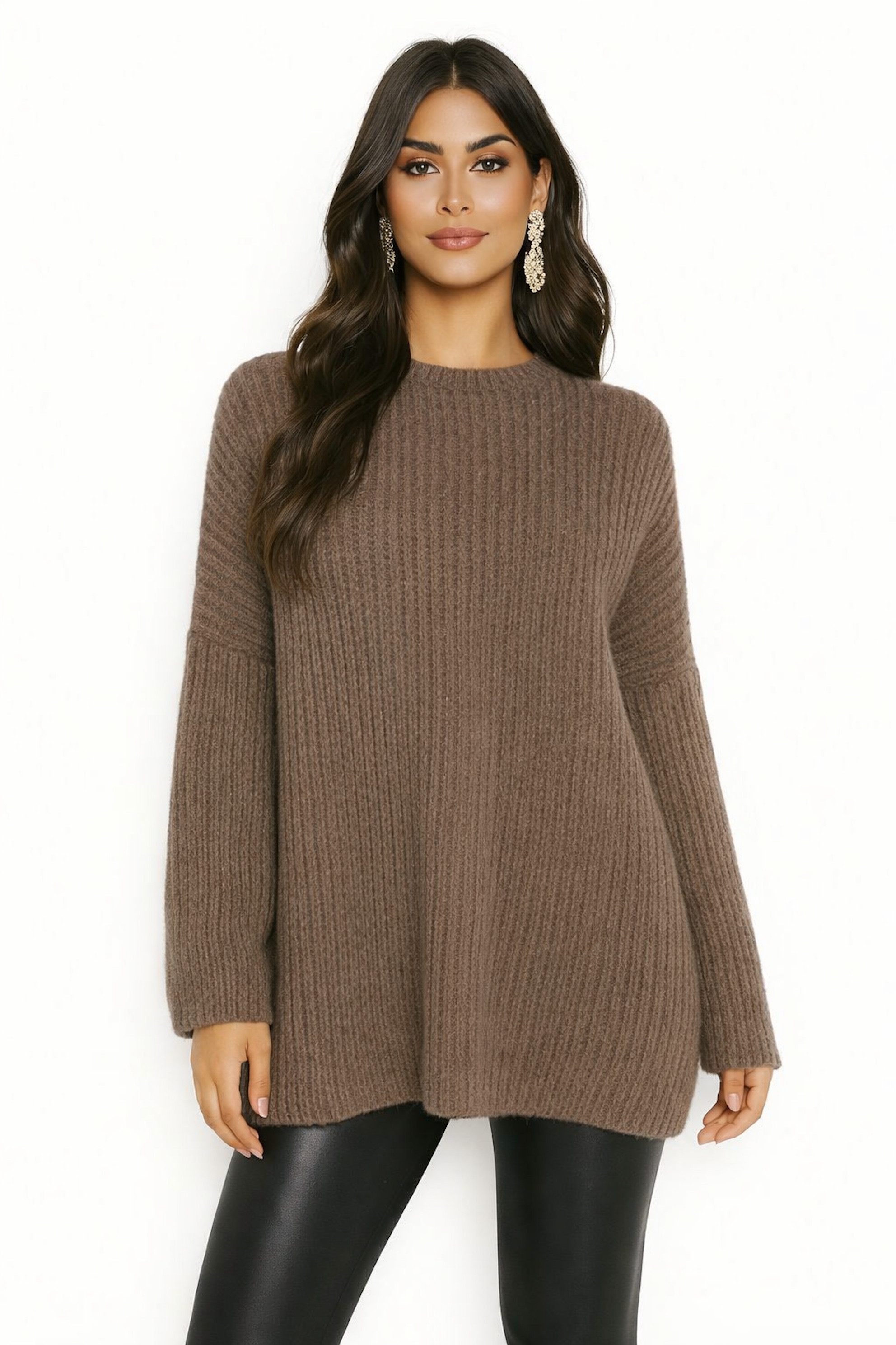 Worldclassca Longpullover WORLDCLASSCA Damen Oversize Strickpulllover Lang Pulli Dick Winter Neue Kollektion - Stilvolle und gemütliche Strickmode für Damen