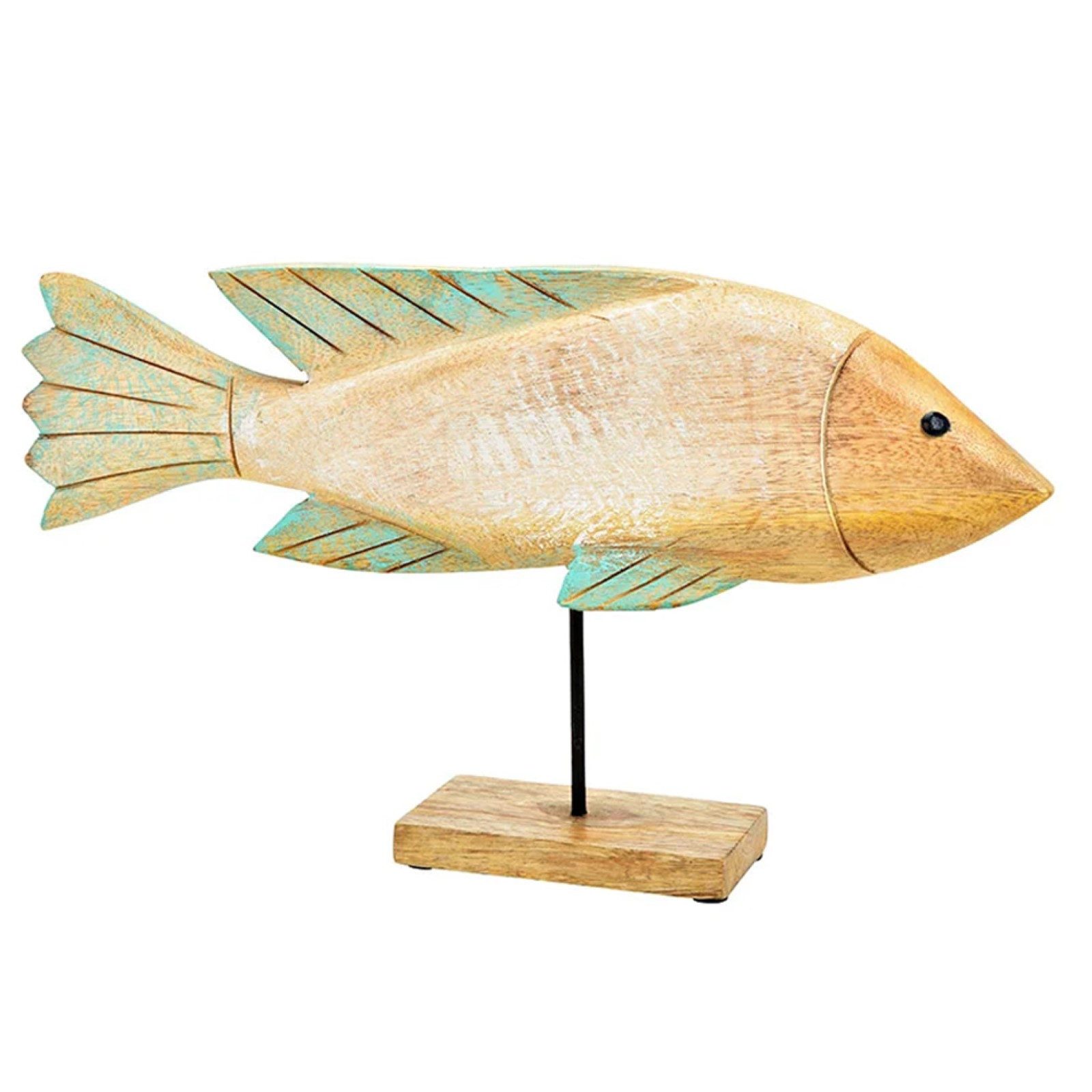 Dekofigur Große Holzfisch Figur zum Hinstellen