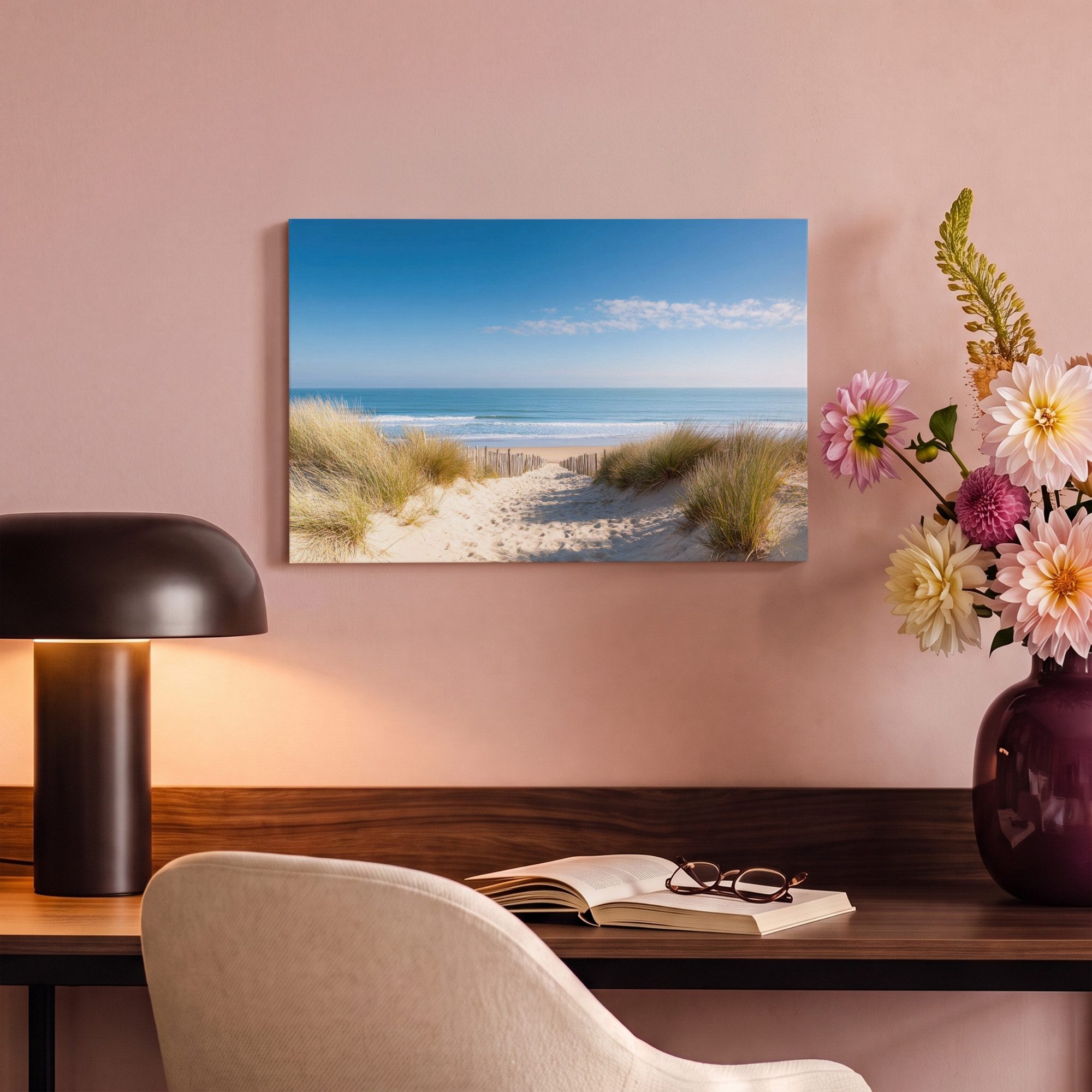 OneMillionCanvasses® Leinwandbild Strand - Meer - Düne - Sand - Sommer, Fotodruck (1 St), Leinwand Bilder Klein, Wand Dekoration Aesthetic 30x20 cm – Bild 4 von 5