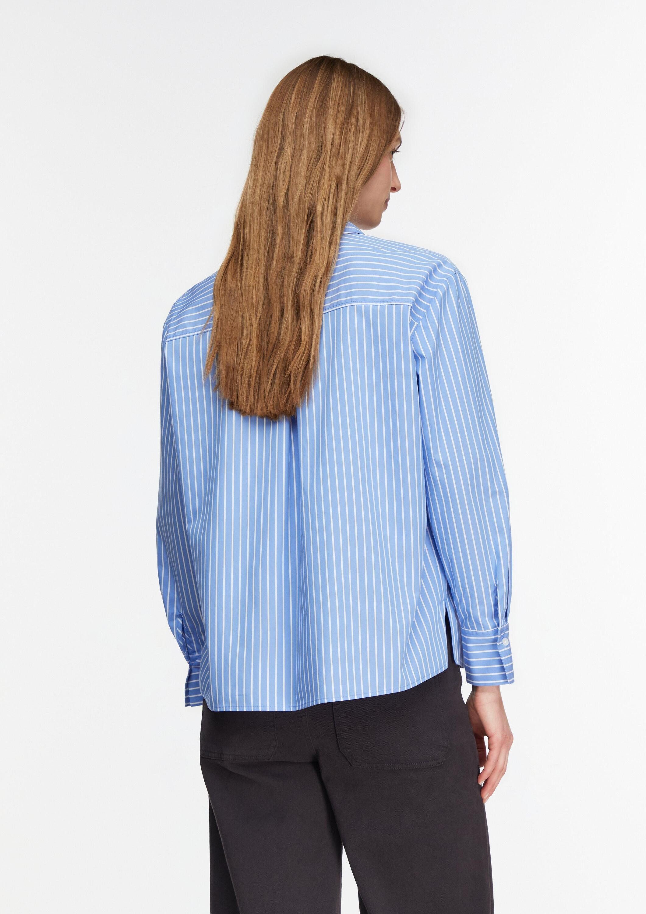 comma Langarmbluse Bluse Bluse aus Popeline mit Schmucksteinen