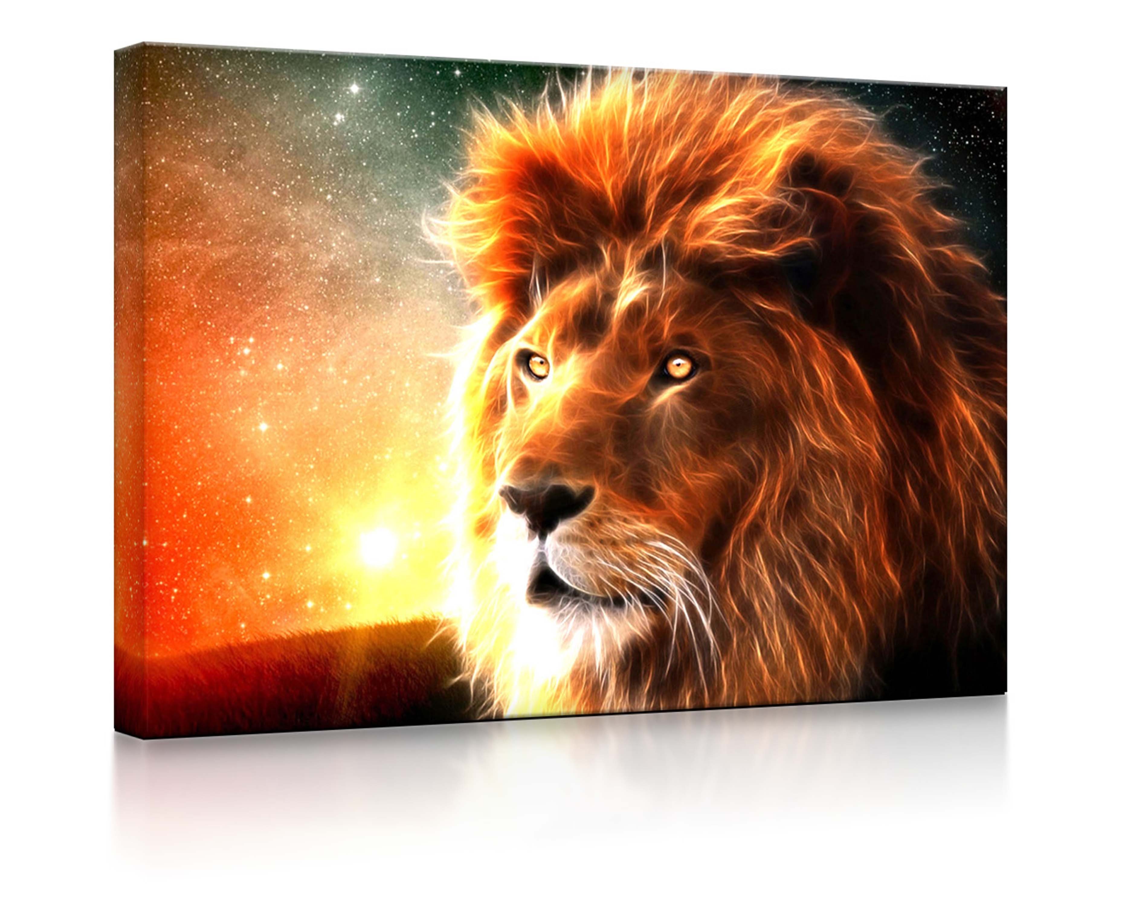 lightbox-multicolor LED-Bild Löwe Abstrakt Art fully lighted / 60x40cm, Leuchtbild mit Fernbedienung