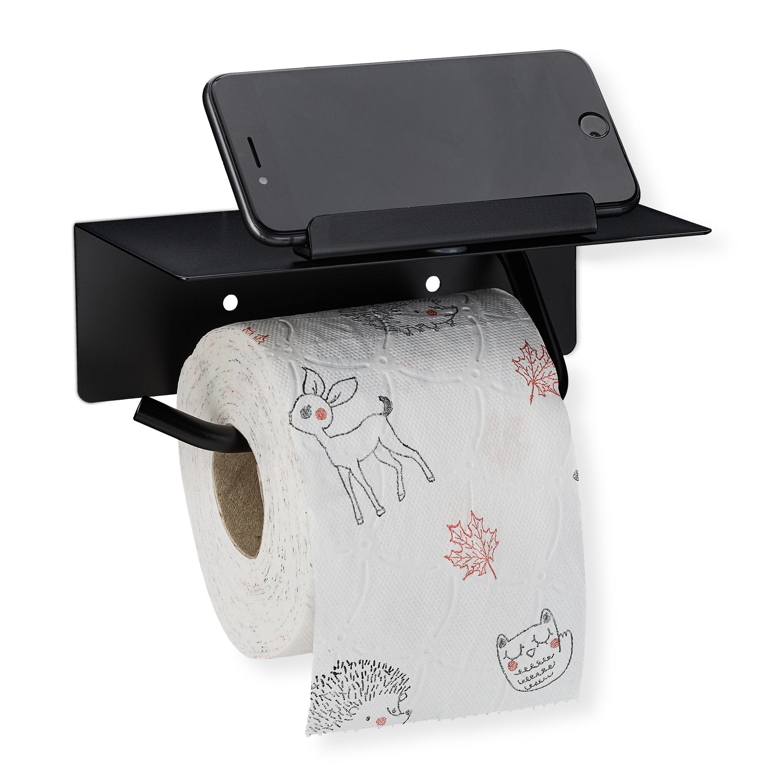 relaxdays Ablage Toilettenpapierhalter mit Toilettenpapierhalter
