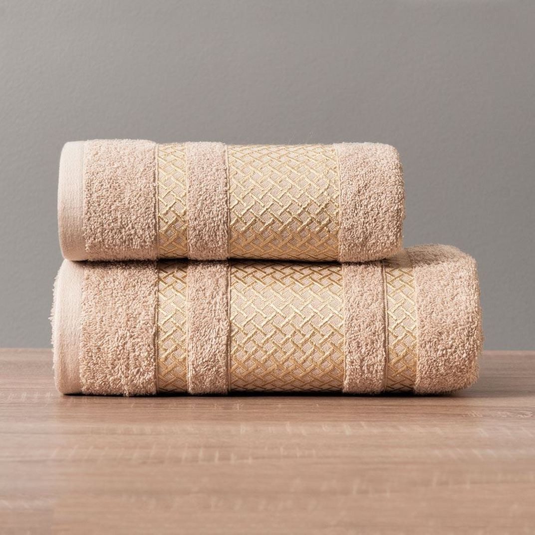 JESSIS TEX Handtuch Set Handtuch Set "EDEL" JESSIS TEX Baumwolle Beige mit Goldene Bordüre, (Set), modernes Muster, Edel Handtücher mit Bordüre, 100% Baumwolle – Bild 3 von 5