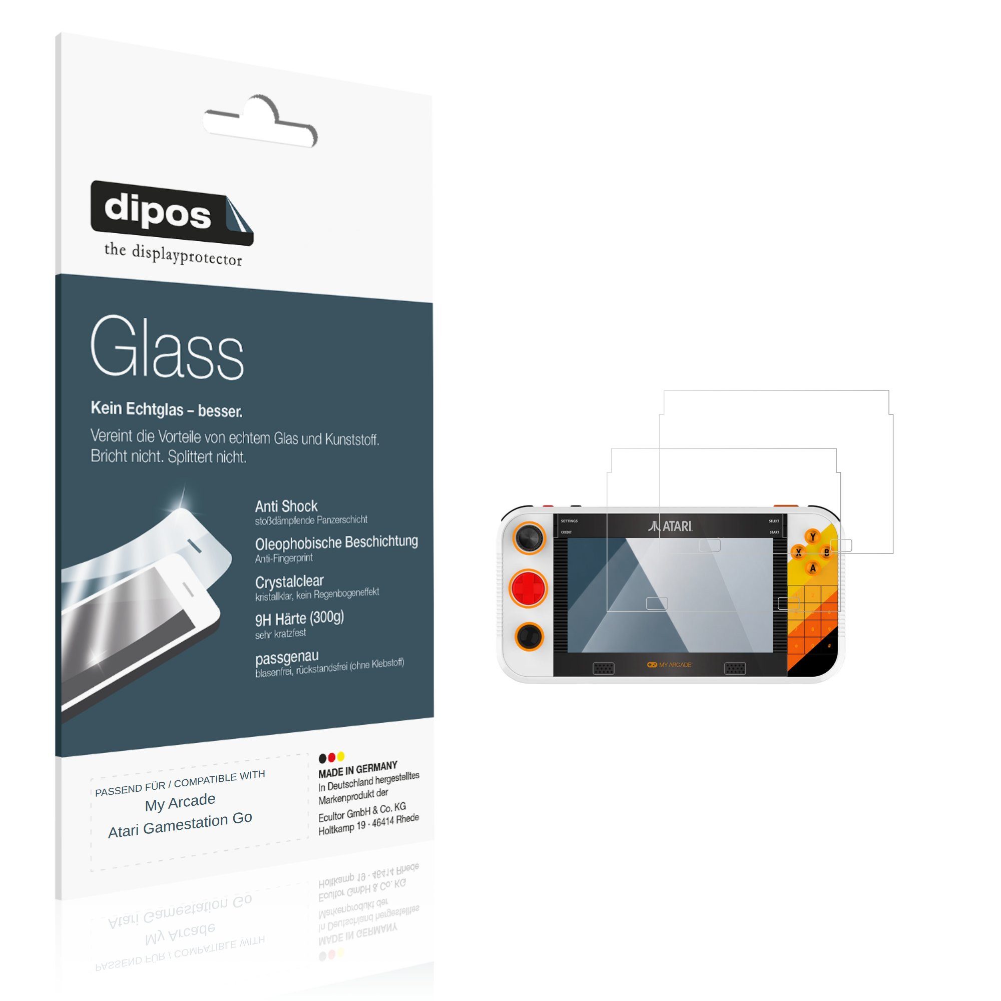 dipos Displayschutzfolie Schutzfolie für My Arcade Atari Gamestation Go, 2 Stück, Displayschutz Schutz Folie Made in Germany