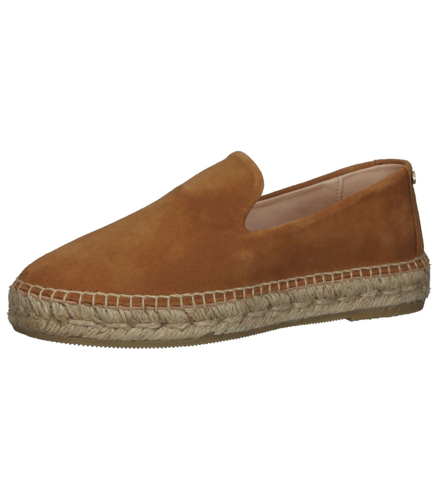 Fred de la Bretoniere Halbschuhe Veloursleder Espadrille Cognac