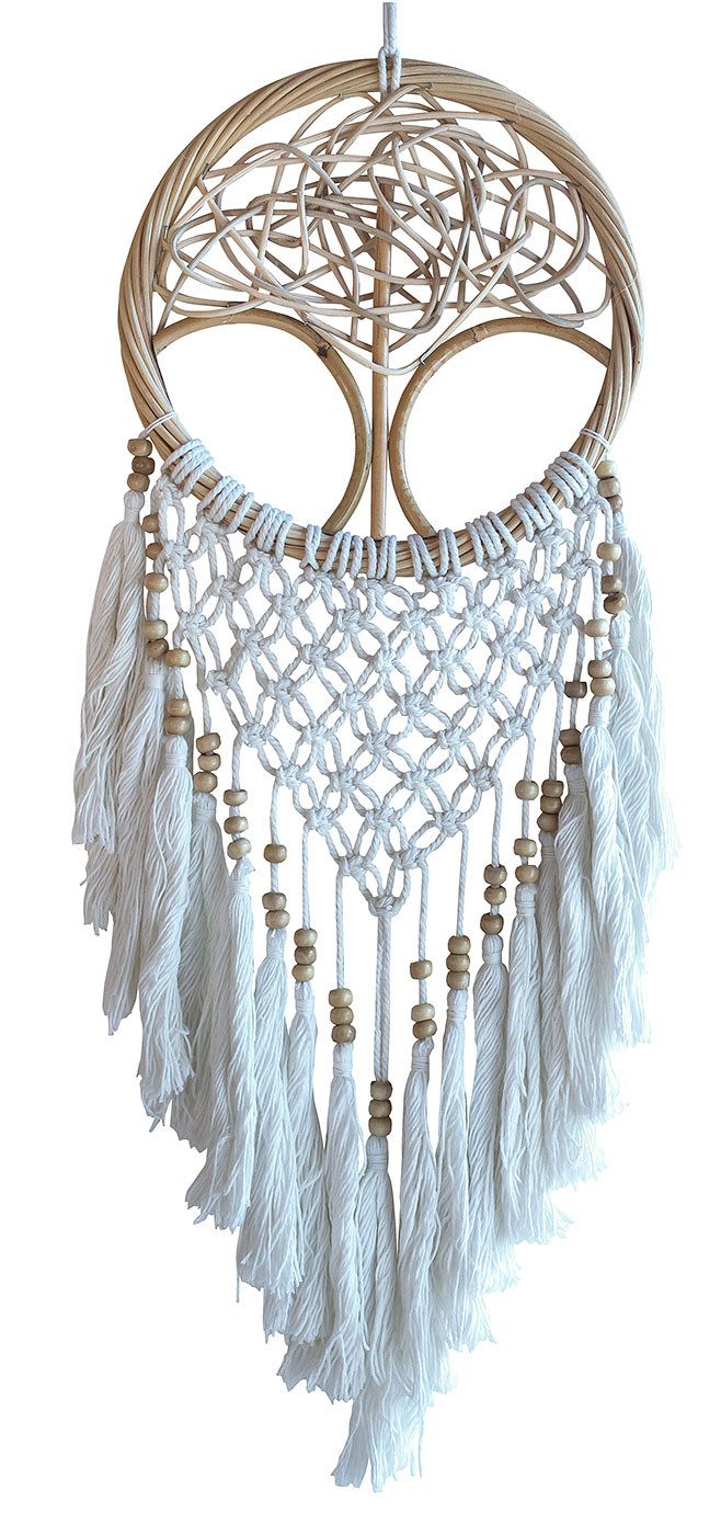 Saraswati Ловець снів Ловець снів "Rattan Lebensbaum" mit geflochtemen Lebensbaum, gehäkelte