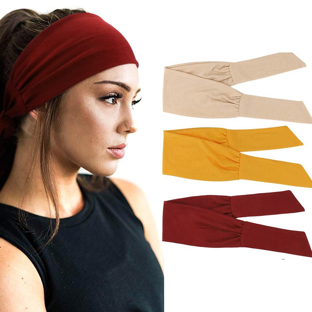 Zaewry Stirnband Damen Boho Stirnband Kopfband Haarband Gedruckt Stirnbänder (3-St) Knoten Verdrehtes Elastische Kopf Wickeln Sport Haarschmuck