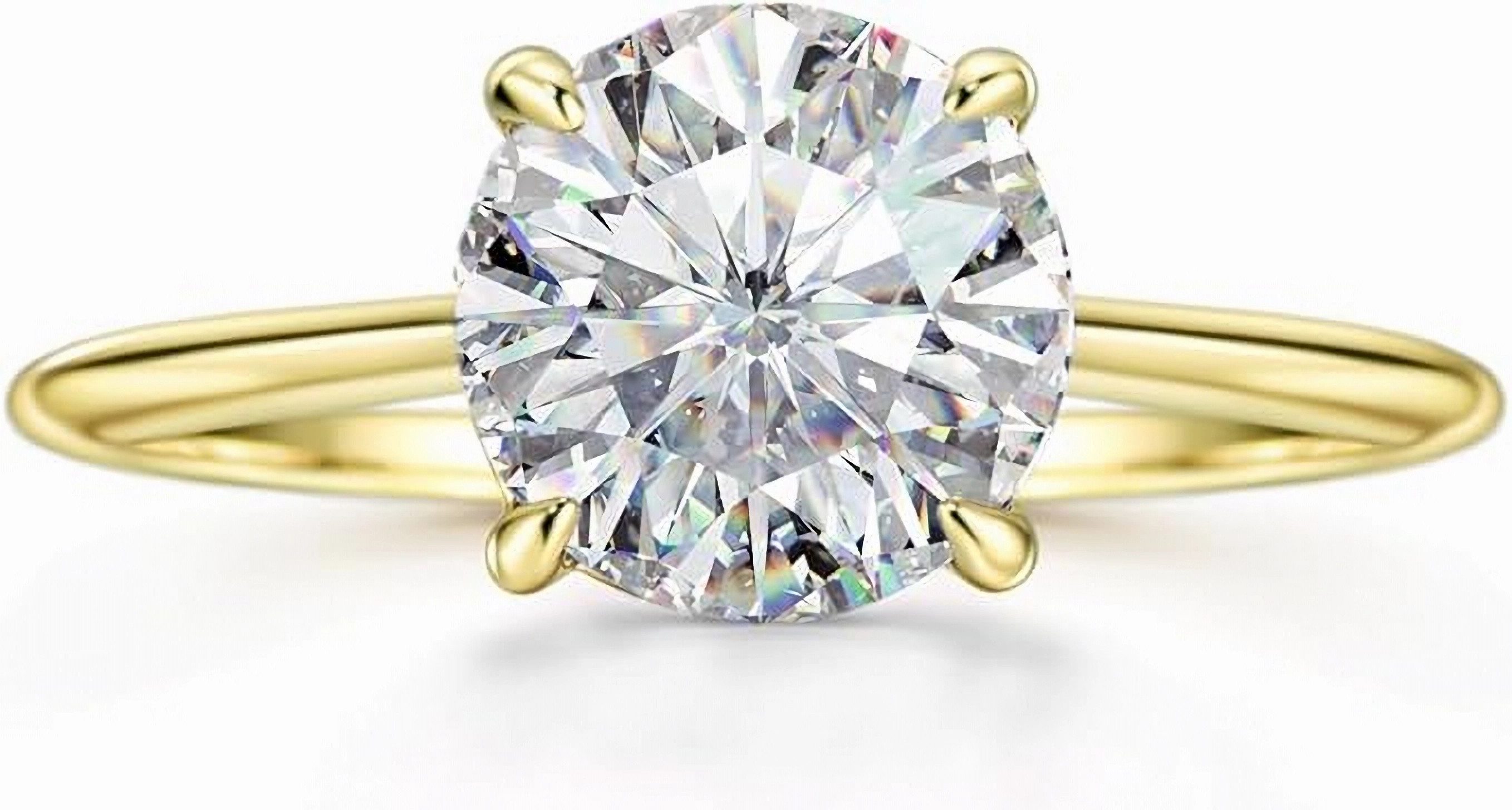 Jumpeak Trauring 585 Gold, 2.1ct-Diamant im Rundschliff, Damen-Ehering, E,vs1, 3EX,IGI Zertifikat,Damenring,Geschenk zum Jahrestag