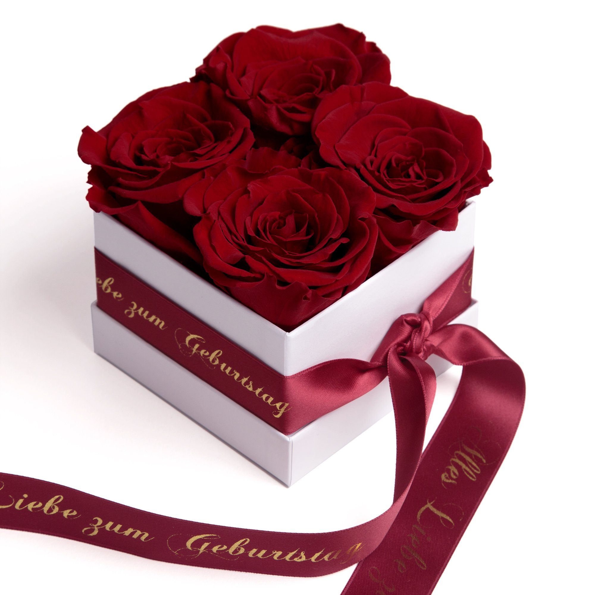 ROSEMARIE SCHULZ Heidelberg Dekoobjekt Infinity Rosenbox Alles Liebe zum Geburtstag Blumen Geschenk, Echte Rose haltbar bis zu 3 Jahre bourgundy