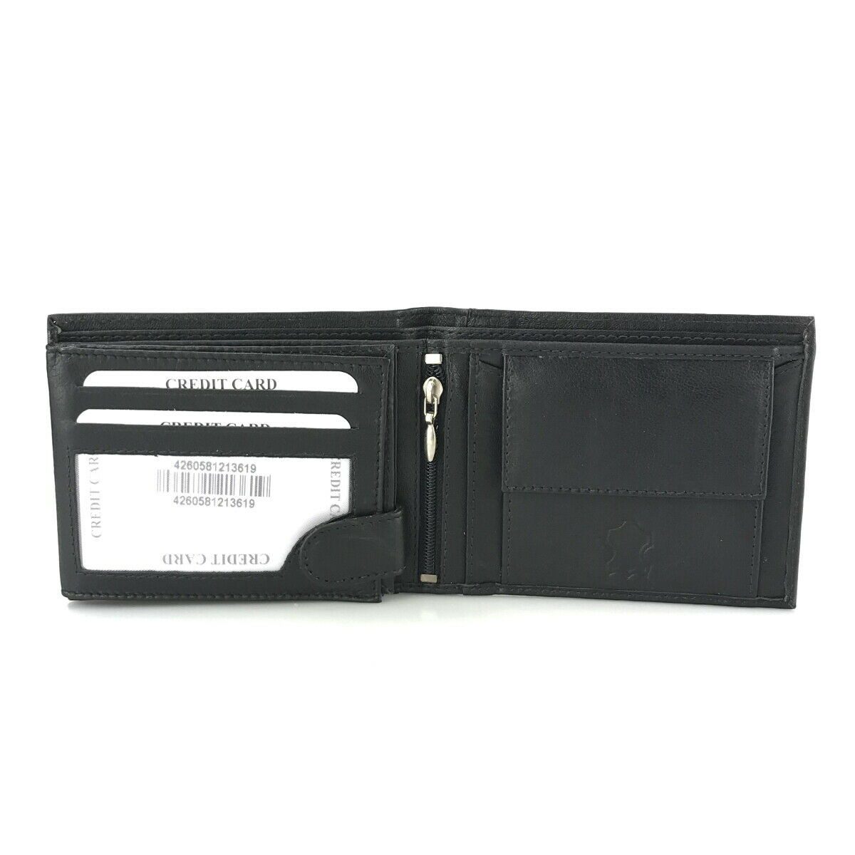 L&B Geldbörse + RFID-Schutz & 7 Kartenfächer, Leder Portemonnaie >2648< Geldbeutel, Druckknopffach & Reißverschlussfach + 3 Sichtfächer