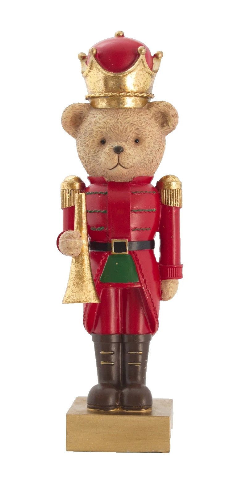 Dekofigur Deko Teddybär mit Posaune König Teddy Bär Skulptur Nussknacker Objekt