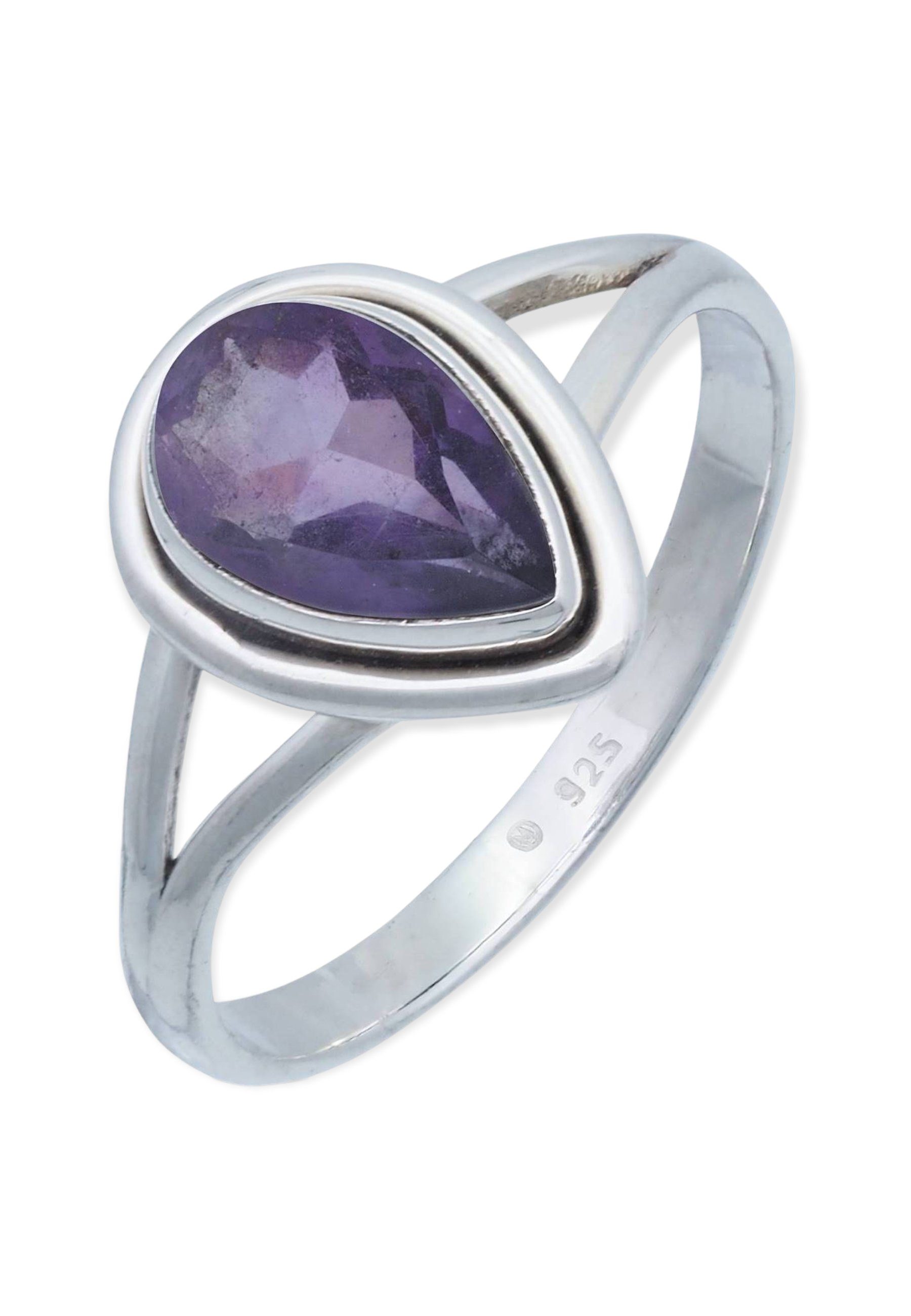 mantraroma Silberring 925er Silber mit Amethyst facettiert