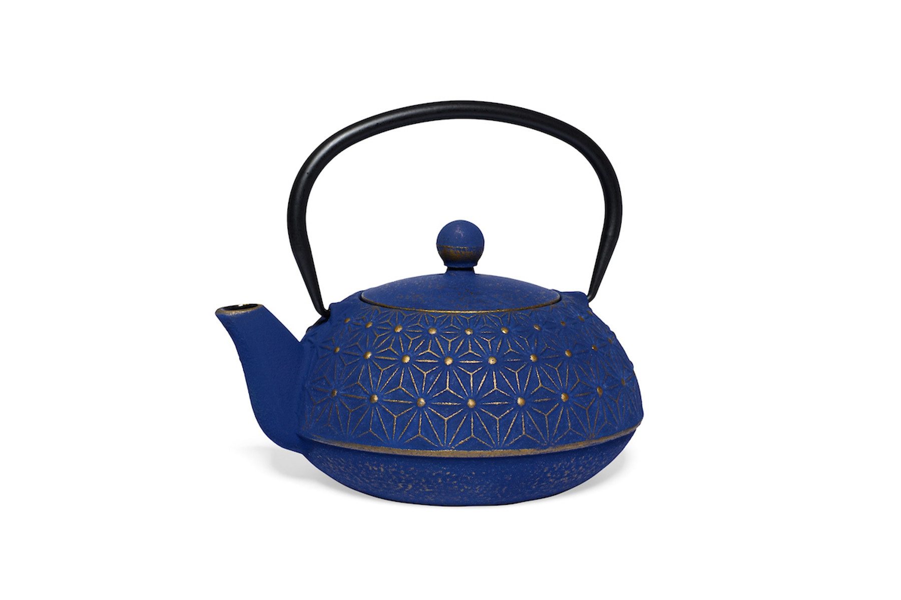 MAOCI teaware for your life Teekanne Saitama blau gold Gusseisen 0,9 L mit Edelstahl-Teesieb, aus Gusseisen