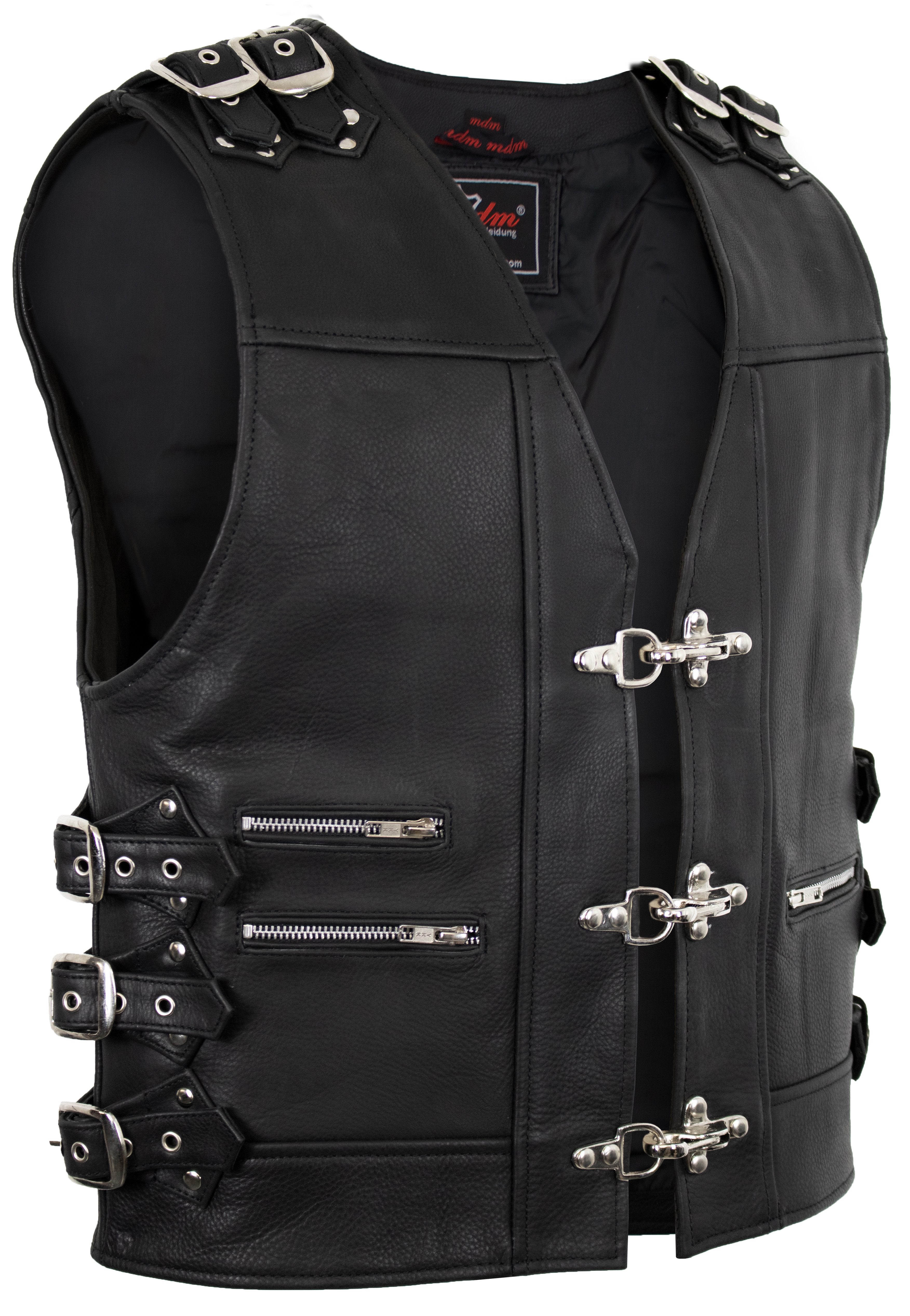 MDM Lederweste Herren Lederweste Biker Weste günstig online kaufen