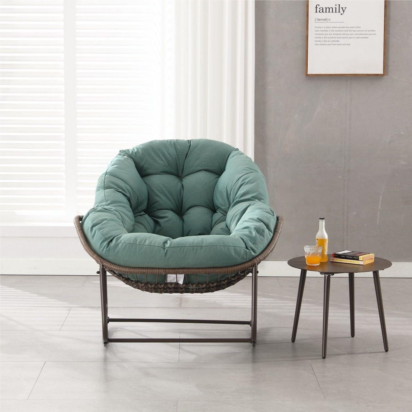 LVHOM Schaukelstuhl mit gepolstertem Kissen, Rattanstuhl mit Stahlrahmen, L günstig online kaufen