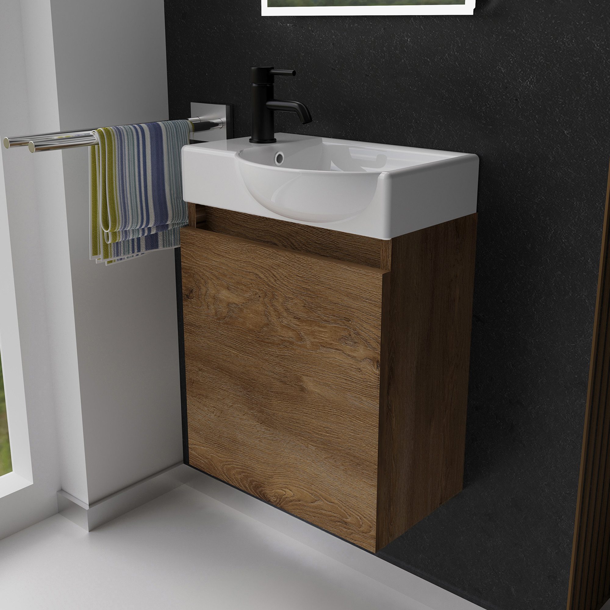 Alpenberger Badmöbel-Set Gäste WC Waschbecken mit Unterschrank - Hängeschra günstig online kaufen