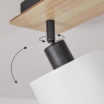 hofstein Deckenleuchte »Costa« Deckenlampe aus Holz/Metall/Stoff in Hellbraun/Schwarz/Weiß, ohne Leuchtmittel, Leuchte im skandinavischen Design mit verstellbaren Schirmen, 4xE14