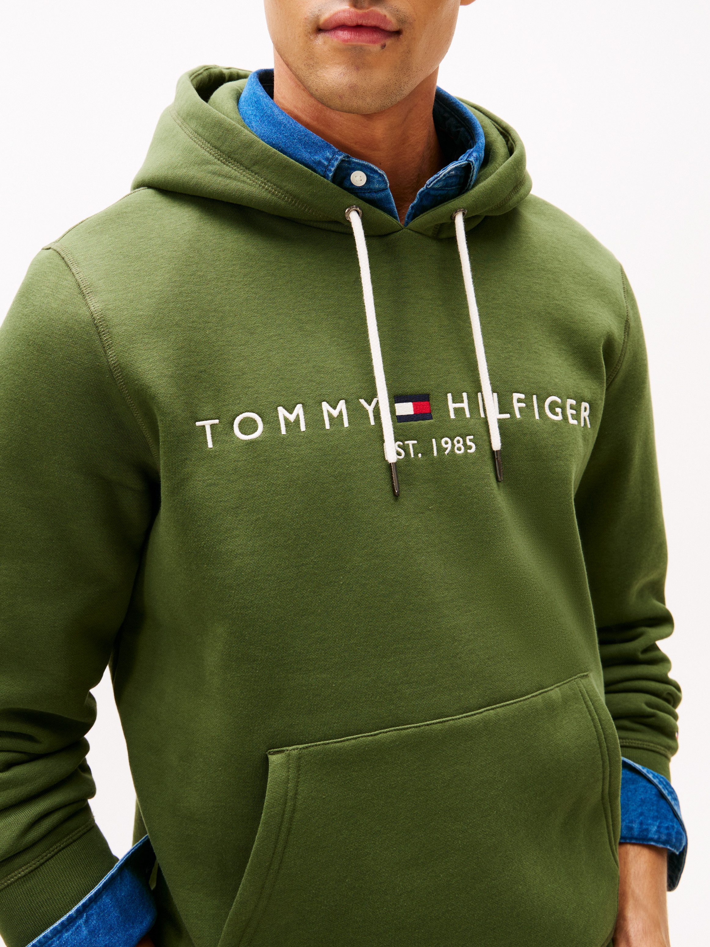 Tommy Hilfiger Kapuzensweatshirt TOMMY LOGO unifarben, casual, regular fit, Baumwollmix, Kapuze