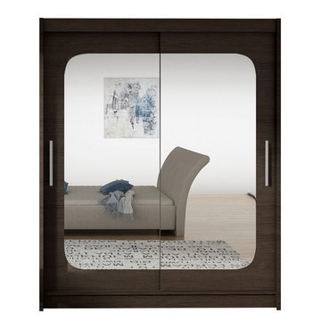 MIRJAN24 Kleiderschrank Westa XII (mit Spiegel, Kleiderstange, Schiebetüren, Einlegeboden) 2-türig, Schlafzimmerschrank, Garderobenschrank