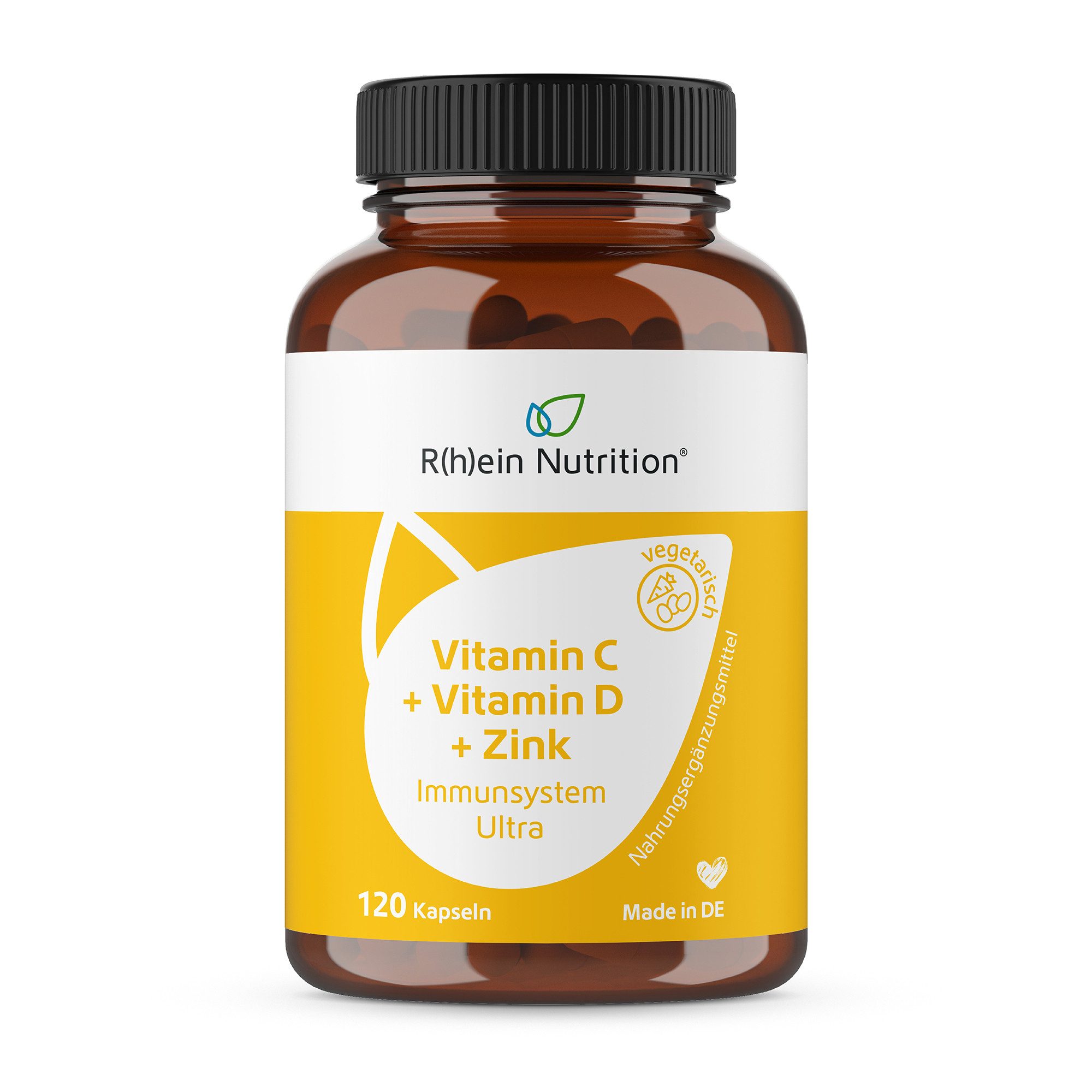 R(h)ein Nutrition Vitamin C + Vitamin D + Zink Immunsystem Ultra Kapseln, 120 St., 68.8 g