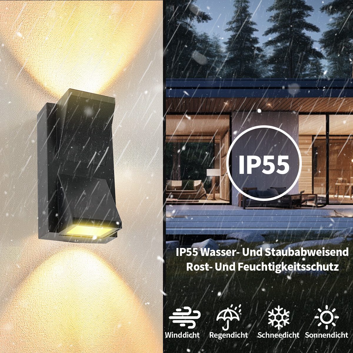 Simloveve LED Wandleuchte Außen-Wandleuchte, IP55 Wasserdichte, günstig online kaufen