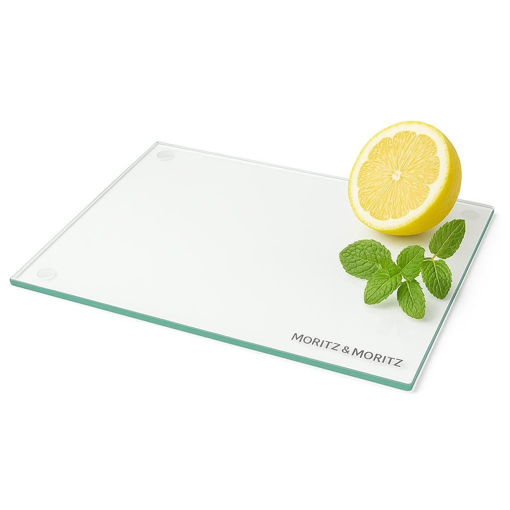 Moritz & Moritz Schneidebrett Glasschneidebrett 40x30cm, Glas, (Einzelset, 1-St), 8mm Dicke Kratzfest, Hitzebeständig & Lebensmittelecht