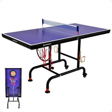 WIN.MAX Tischtennisplatte Tischtennistisch mit Darts und Basketball Spiel, TT-Platte mit Nets