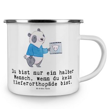 Mr. & Mrs. Panda Becher Kieferorthopäde Herz - Weiß - Geschenk, Rente, Ausbildung, Emaille Ca, Emaille, Liebevolles Design