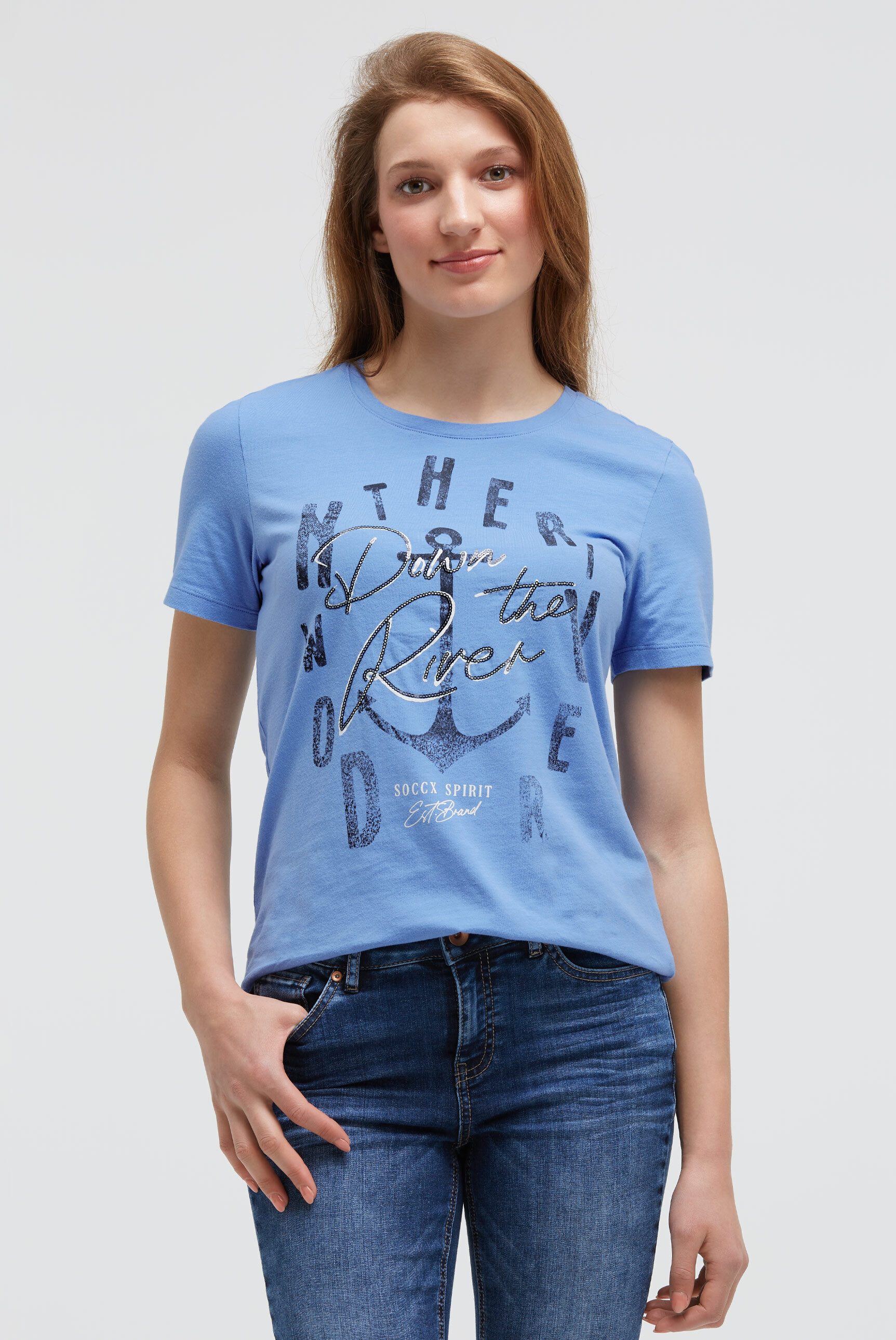 SOCCX Rundhalsshirt mit Baumwolle günstig online kaufen