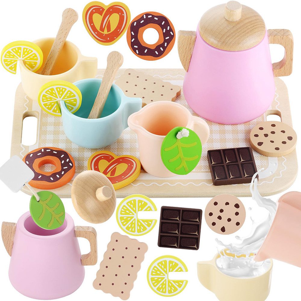 CLTYQ Spielgeschirr Kinder Holz Teeservice – günstig online kaufen