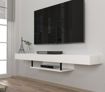 moebel17 TV-Regal TV Lowboard Hängend Alberes Weiß, modernes TV Lowboard in Weiß