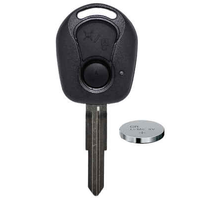 mt-key Auto Schlüssel + 1x fest eingegossener Rohling + 1x passende CR2032 Knopfzelle, CR2032 (3 V), für Ssangyong Funk Fernbedienung