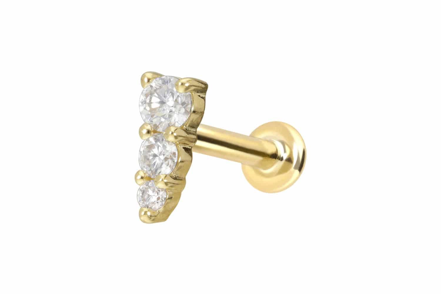 PIERCINGLINE Piercing-Set 14 Karat Gold Labret mit Push Fit MOISSANIT-EISZAPFEN (Labrets, 1-tlg)