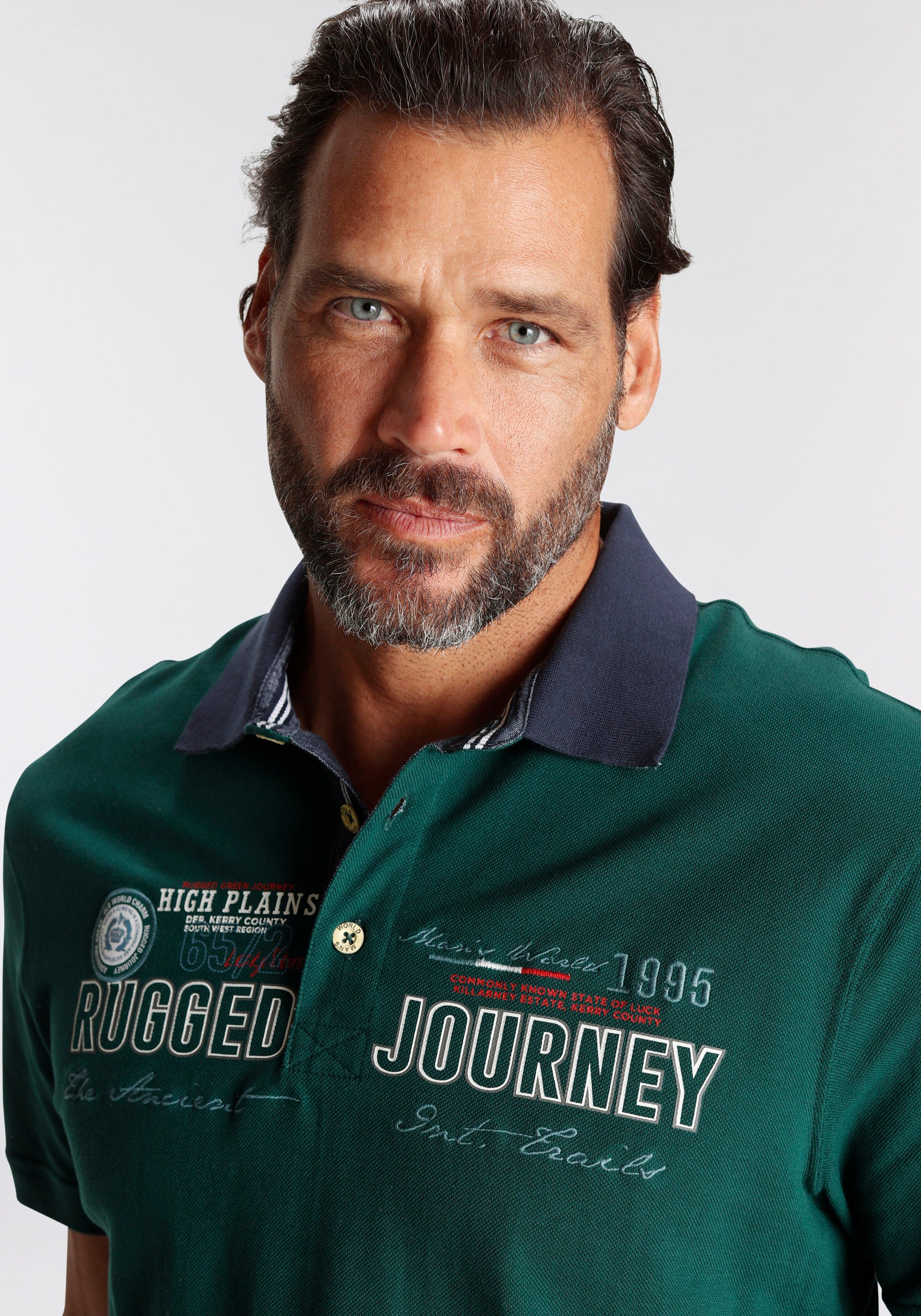 Man's World Poloshirt Kurzarm, mit Print, Stickerei und Badge, Polokragen