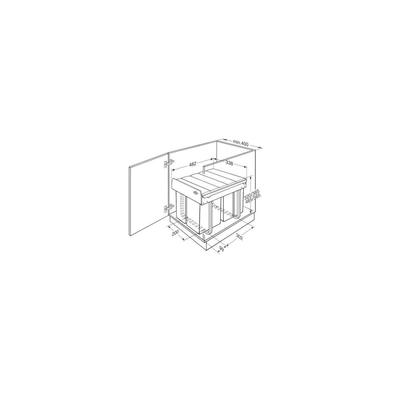Einbaumülleimer BIO-TRIO-MAX WESCO 40DT, 2x10 Wesco Einbau-Abfallsammler