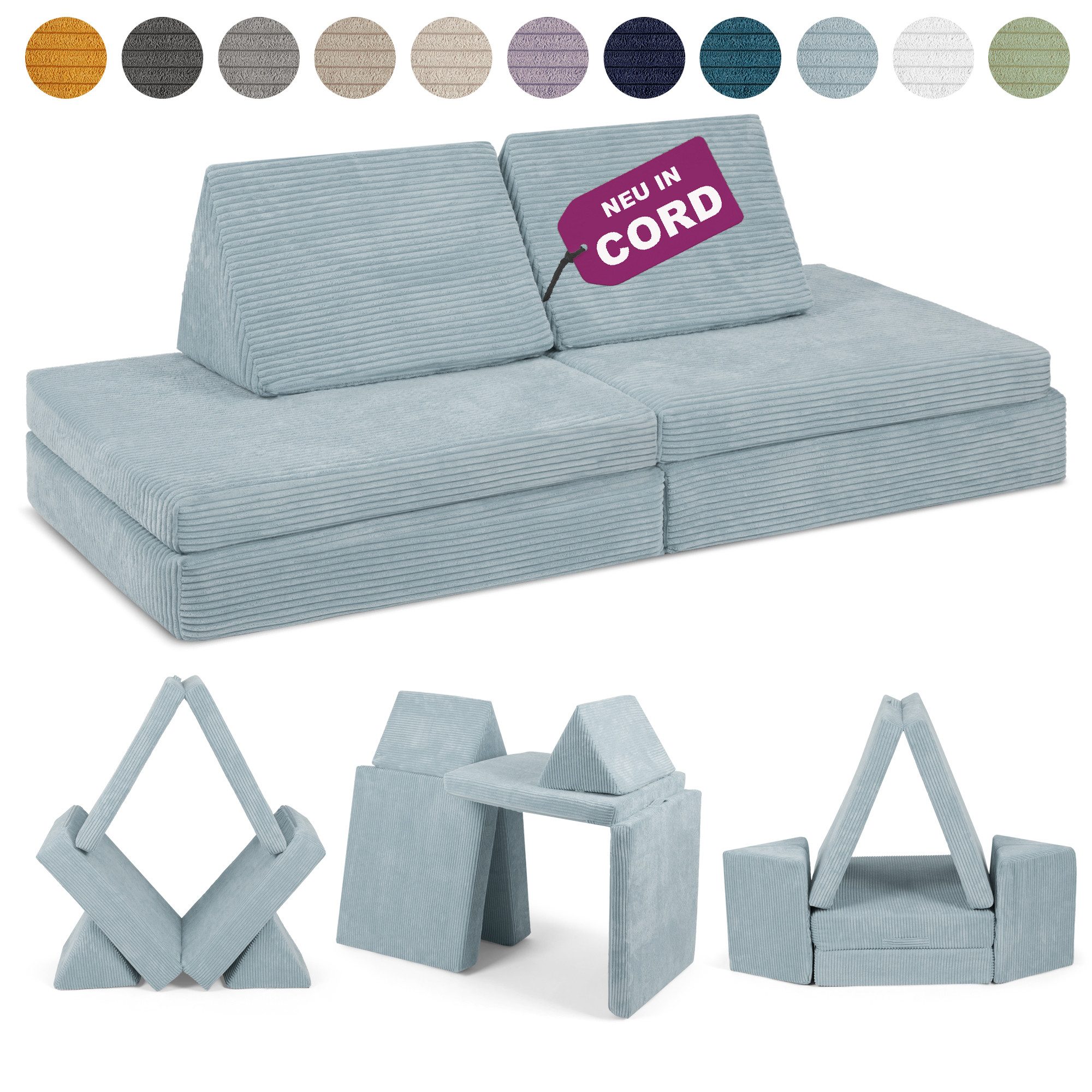 Linodino Kindersofa Spielsofa I aus Schaumstoff Bausteine I Spielcouch für Kinder, 3 Jahre Garantie