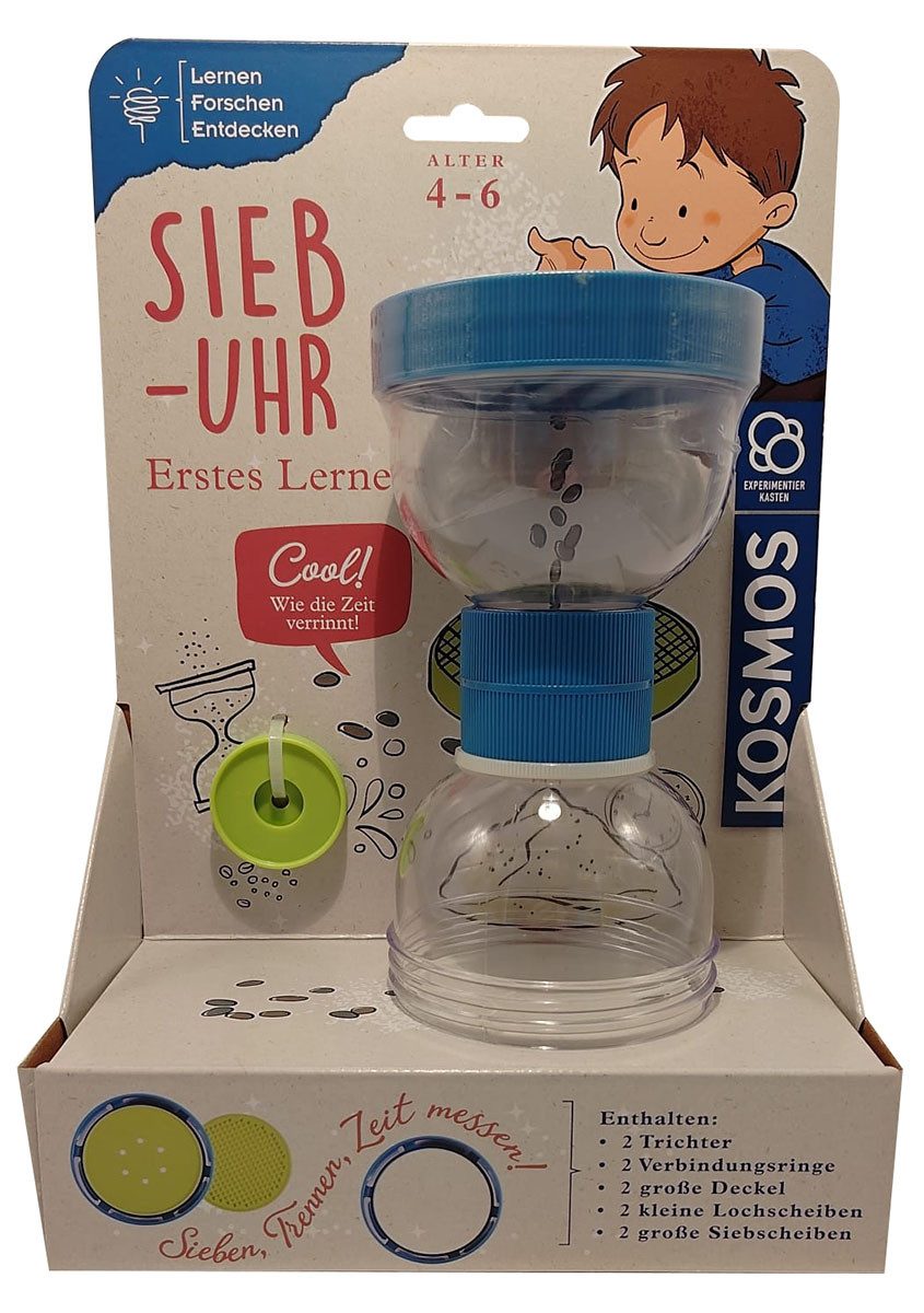 Kosmos Kreativset Kosmos 602338 Erstes Lernen - Sieb-Uhr - Zeit messen, Sanduhr mit Sieb