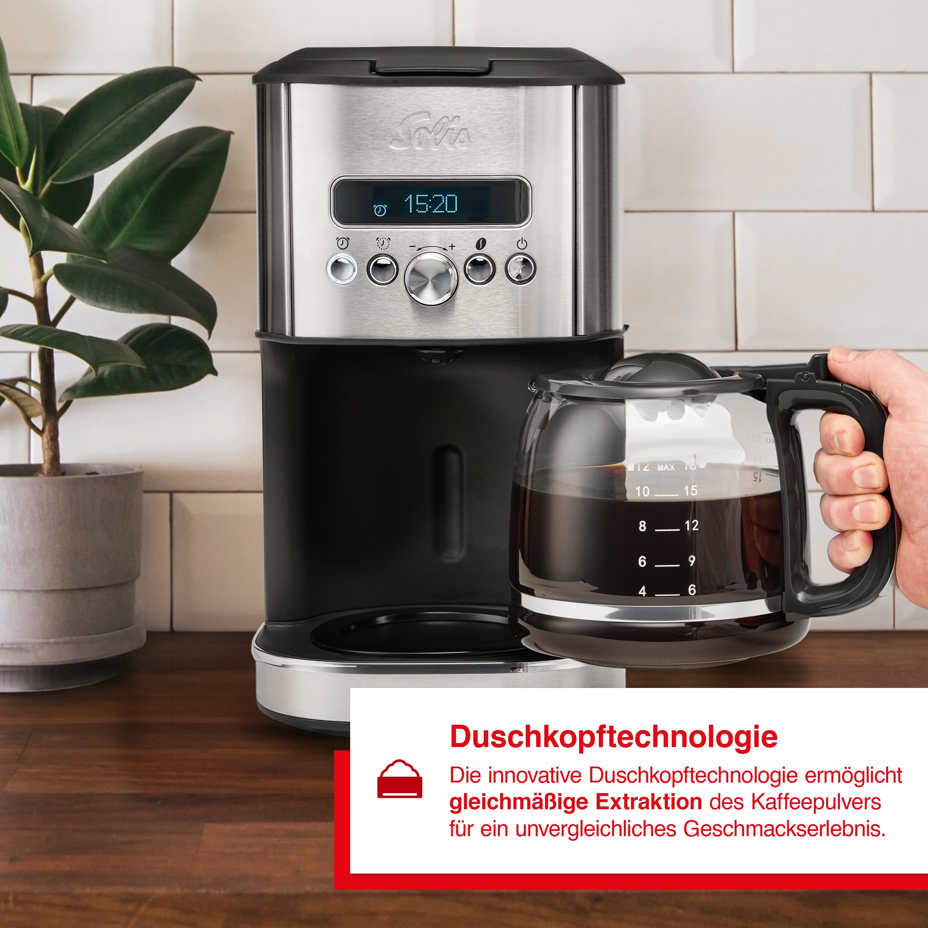 SOLIS OF SWITZERLAND Filterkaffeemaschine Aroma Brewer (Typ 1021), 1,8l Kaffeekanne, Papierfilter, mit Warmhaltefunktion