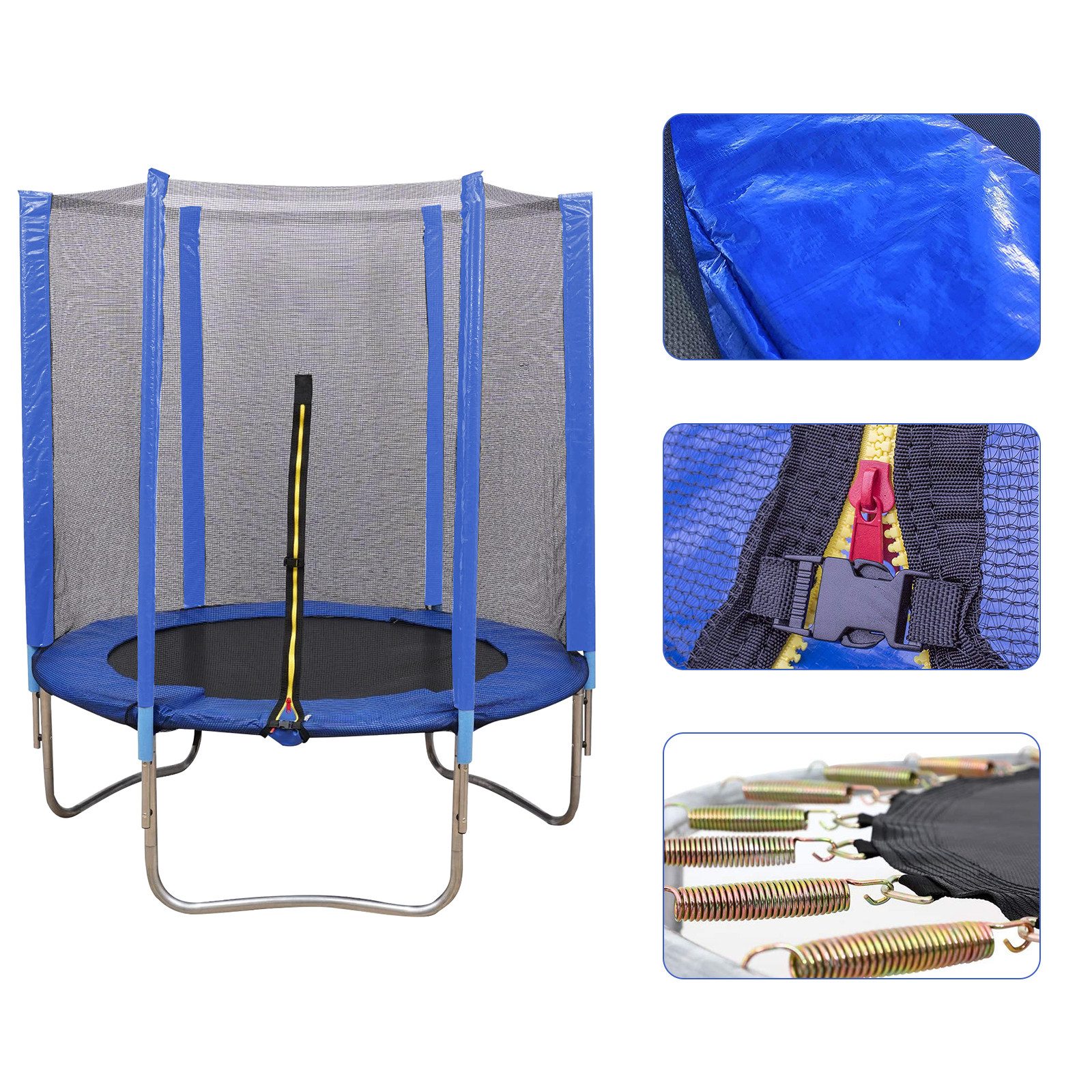 JEOBEST Gartentrampolin Outdoor Trampolin mit Sicherheitsnetz, Ø 152 cm, mit Sicherheitsnetz, Schutzpolster, belastbar bis 60 kg