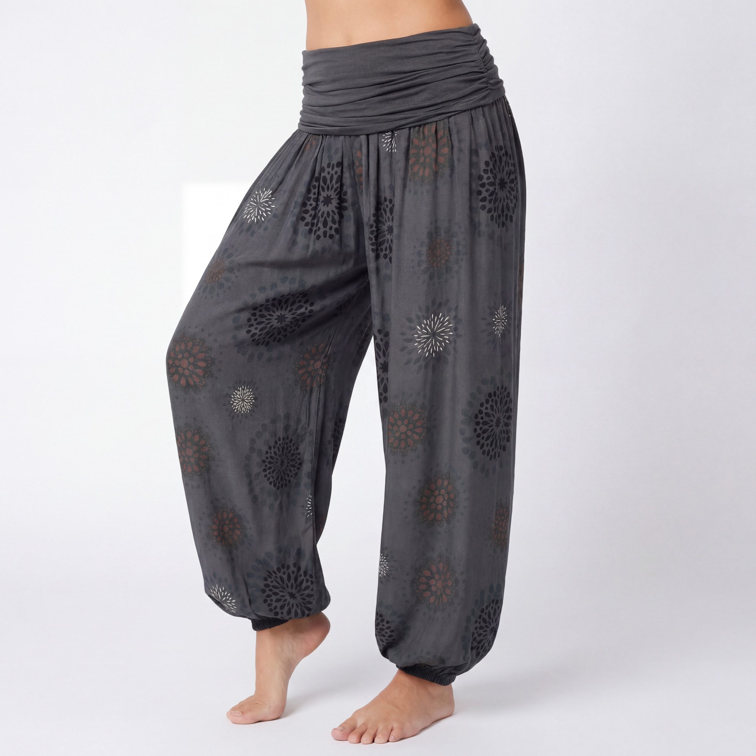 OriginalYou Haremshose Pluderhose für Damen leichte Haremshose sommerliche Yogahose Middle Waist, mit elastischem Bund, weites Bein