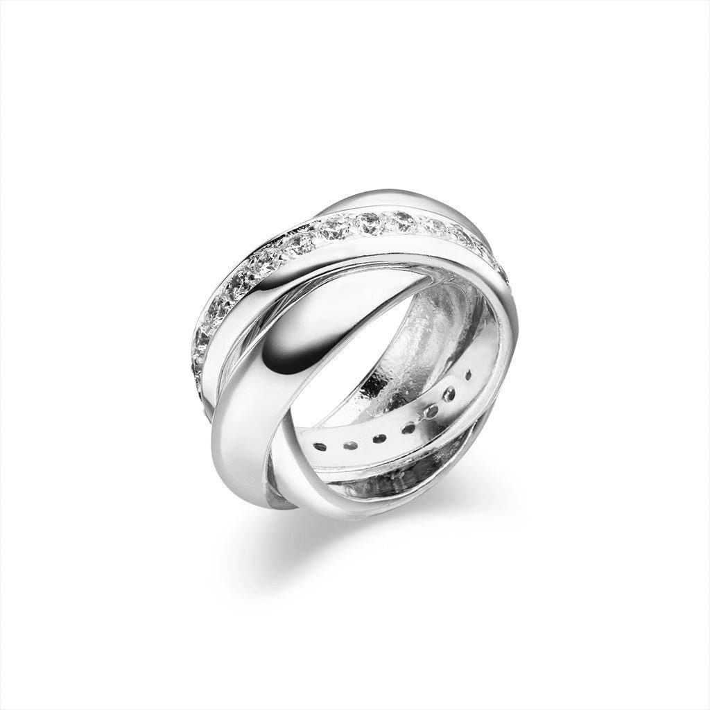 SKIELKA DESIGNSCHMUCK Silberring Silber Ring "Kleiner Dreier" Zirkonia  (Sterling Silber 925), hochwertige Goldschmiedearbeit aus Deutschland