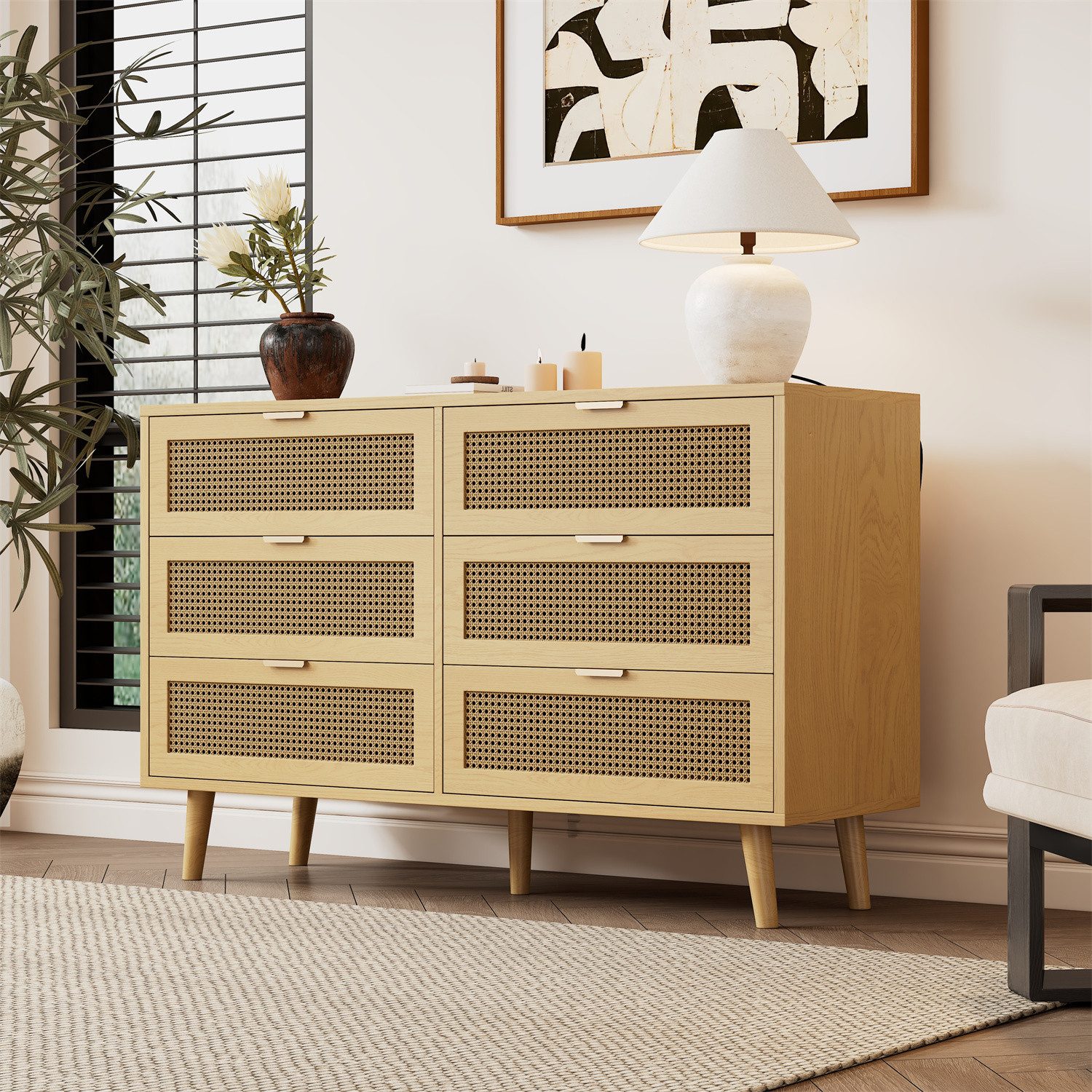 Kommode Kommode mit 6 Schubladen, Sideboard, B120/H76.5/T40 cm