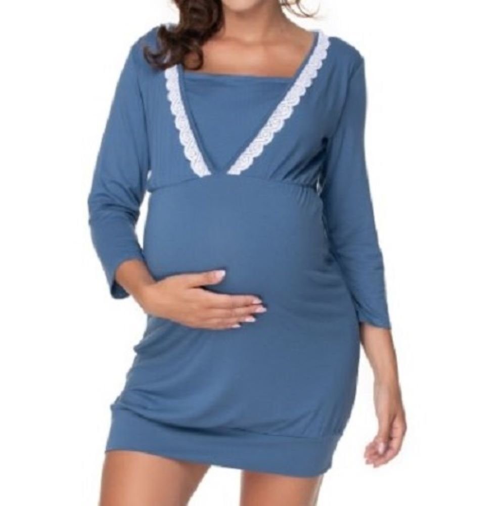 PeeKaBoo Umstandsnachthemd Stillnachthemd Nachthemd Stillen blau Schwangerschaft