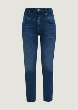 Comma 7/8-Jeans Slim: 7/8-Jeans mit High Waist Leder-Patch
